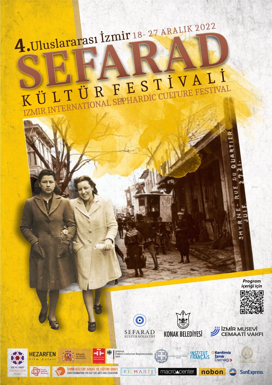 Poster for the 4th International Izmir Sephardic Culture Festival, 18 to 27 December 2022.